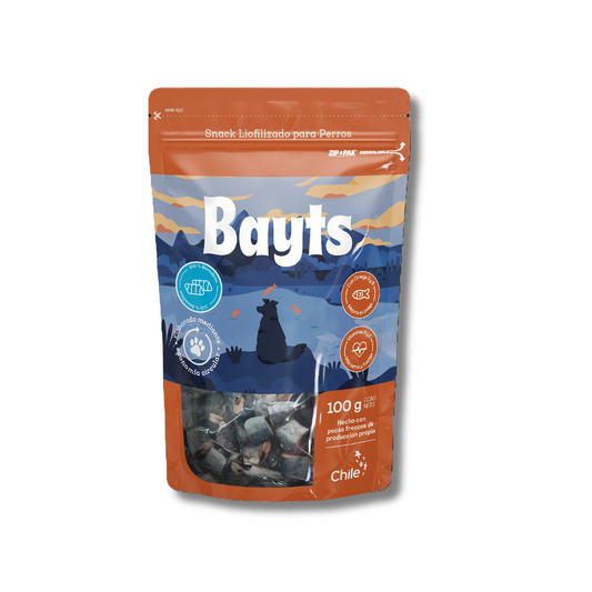 Snack Liofilizado BAYTS® Bocaditos 100g | Trucha Natural | Omega 3 & 6 | Perros y Gatos
